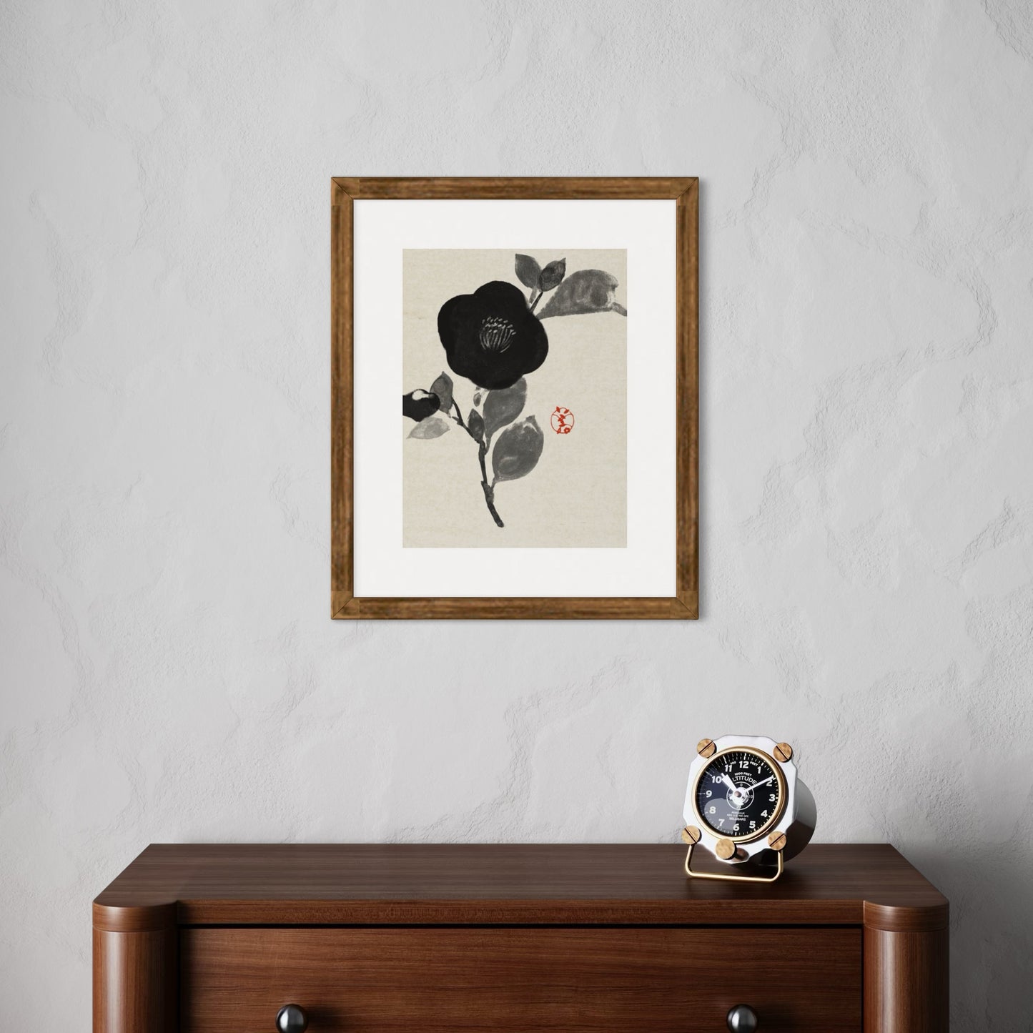 Black camellia print image 2