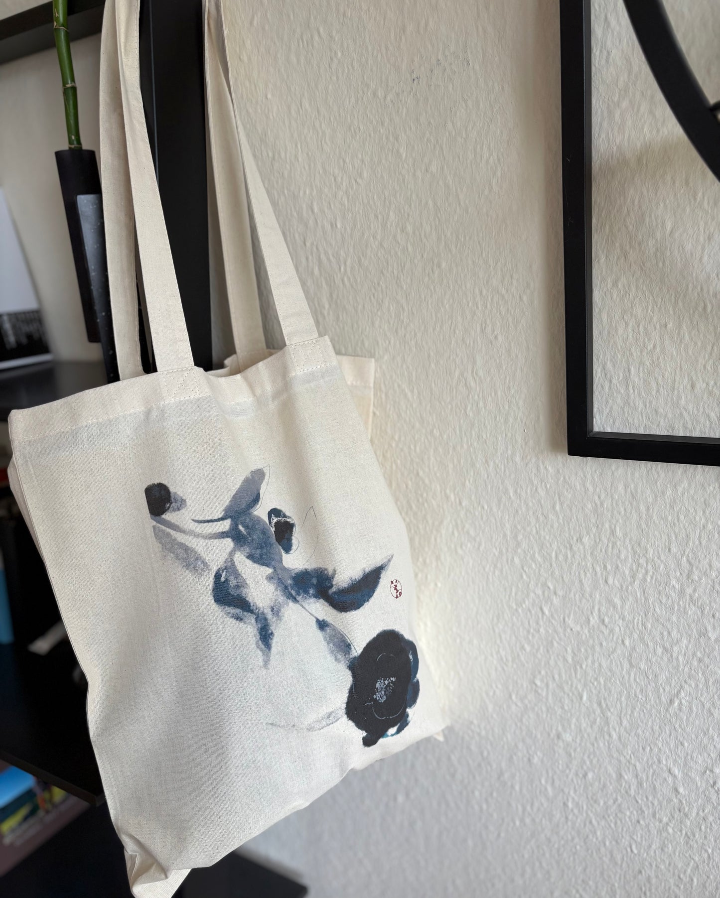 -Cotton Bag- Blue Camellia